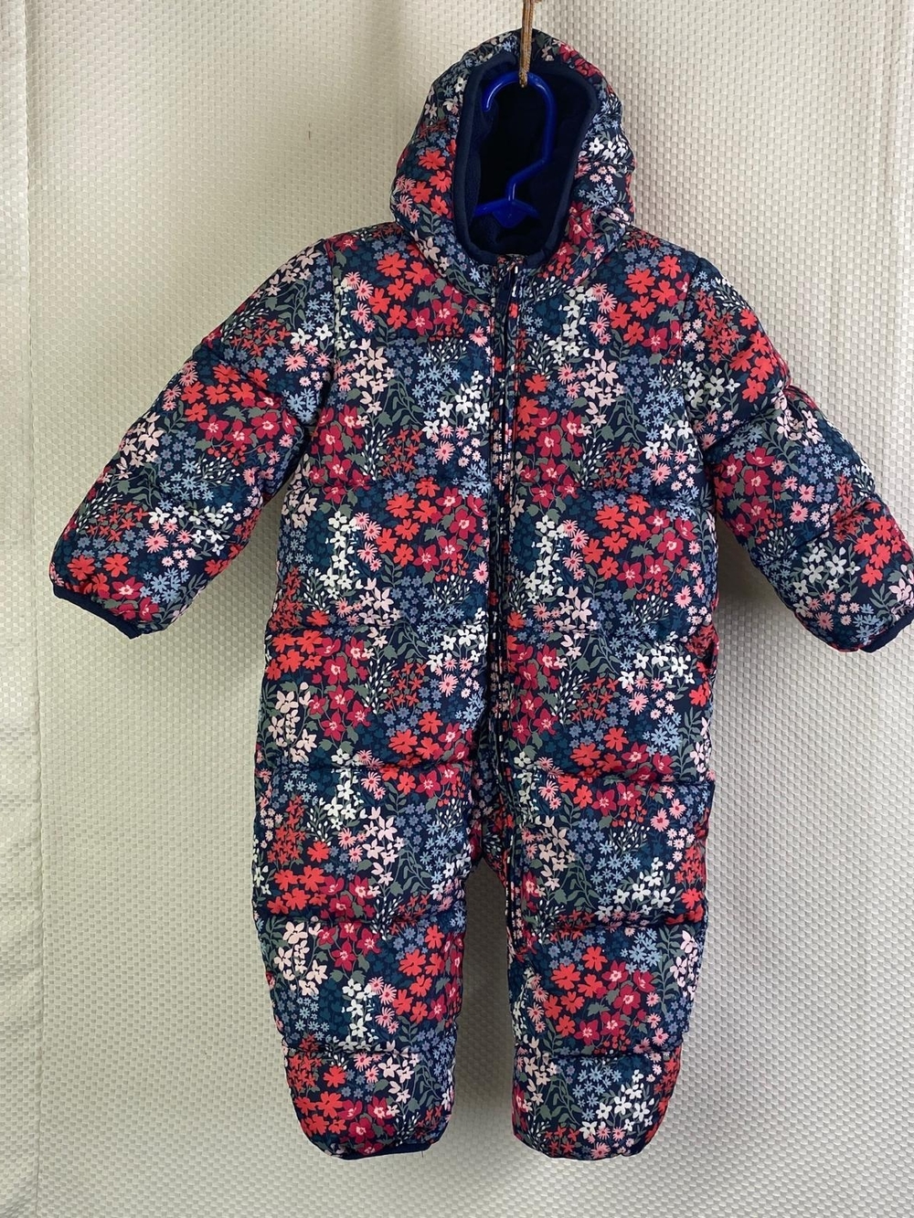 Gap Baby 8-12M Floral Puffy Hooded Snowsuit Bunting